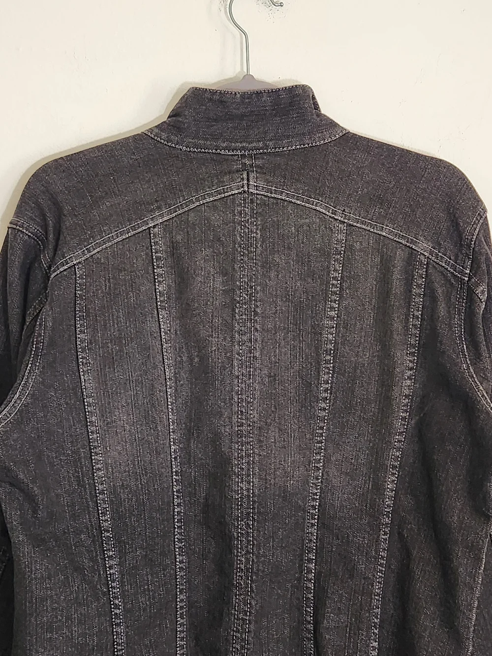 Chico's Black Denim Snap Up Jacket Size 2 Large